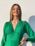 Abito con drappeggio verde smeraldo - R.a. Boutique 