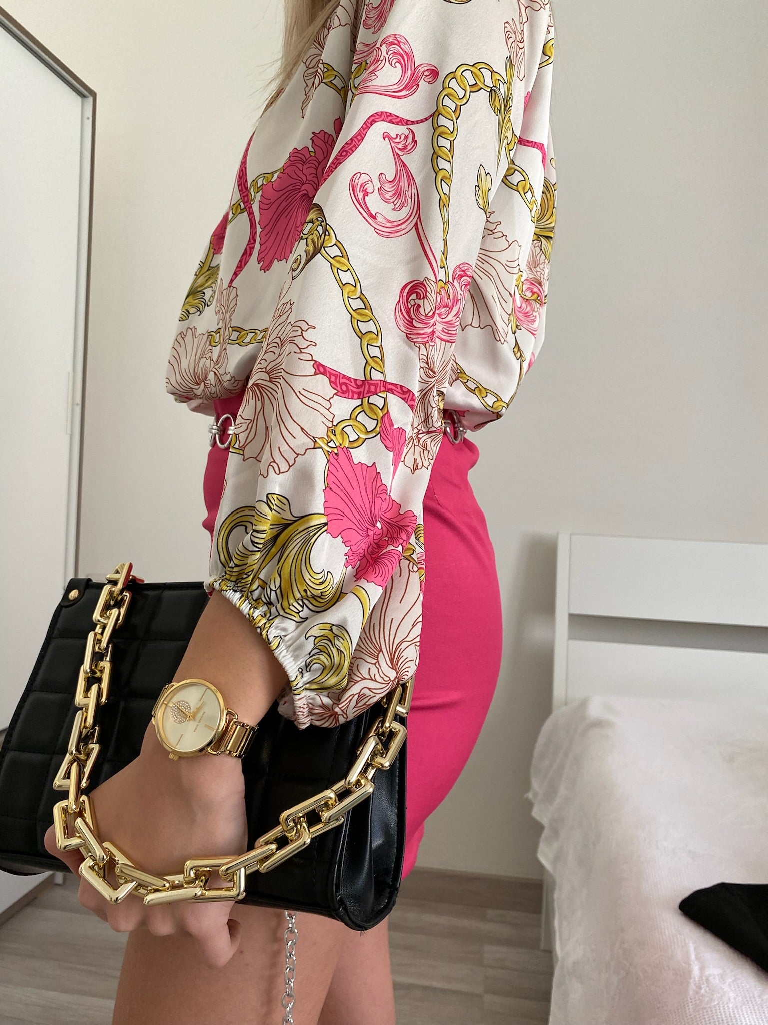 Top crop oro dettagli Fuxia - R.a. Boutique 