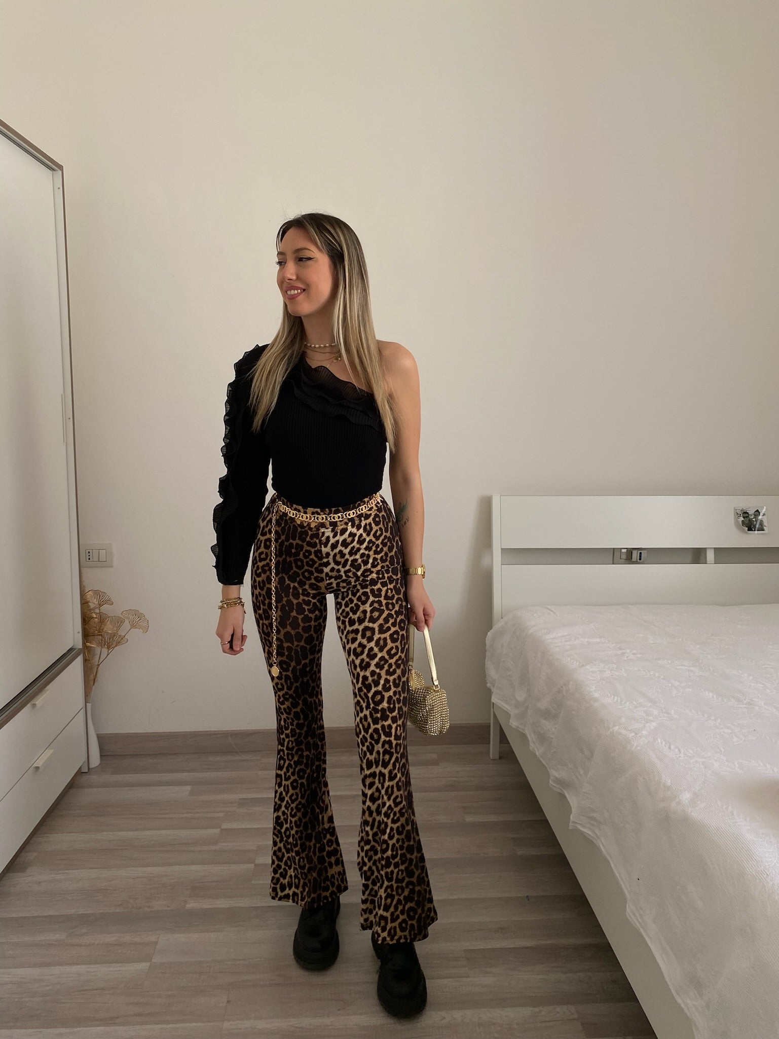 Body monospalla nero con Rouches - R.a. Boutique 