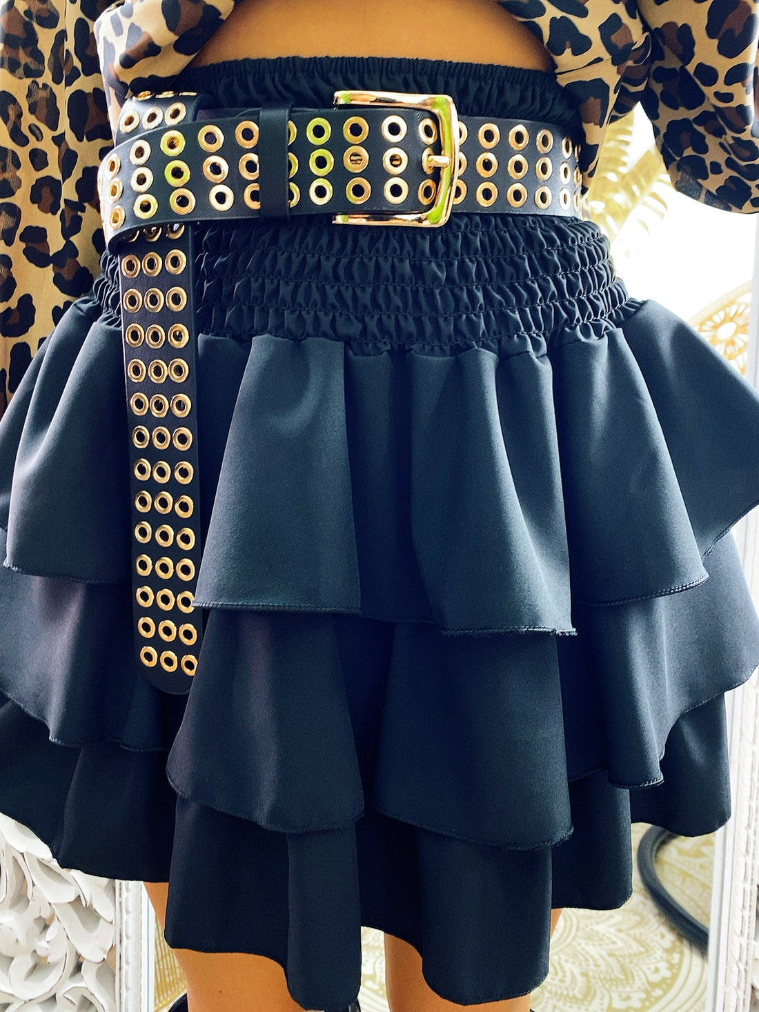 Gonna con balze nera - R.a. Boutique 