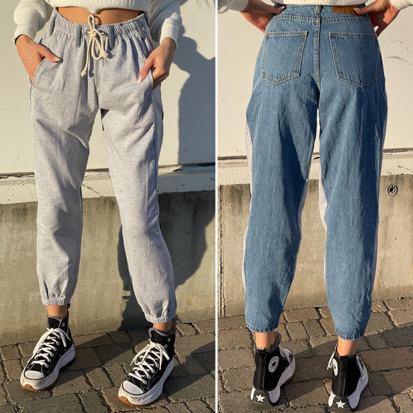 Graue Latzjeans