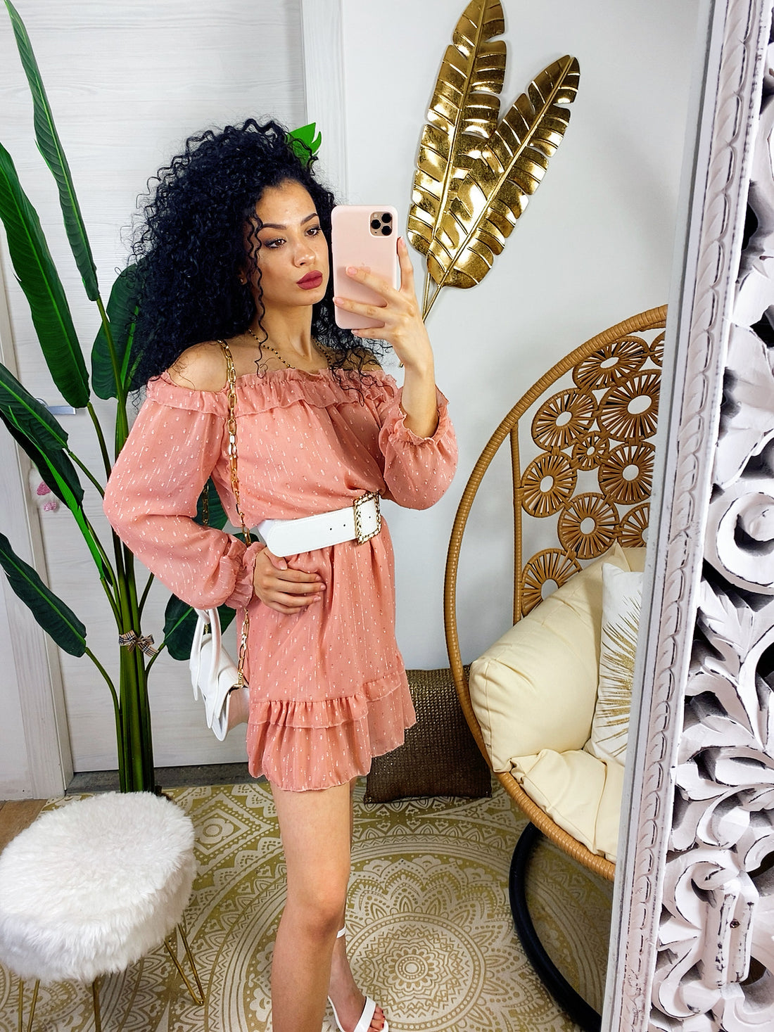 Abito scollo a barchetta rosa - R.a. Boutique 