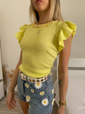 Maglia a costine gialla con catena - R.a. Boutique 