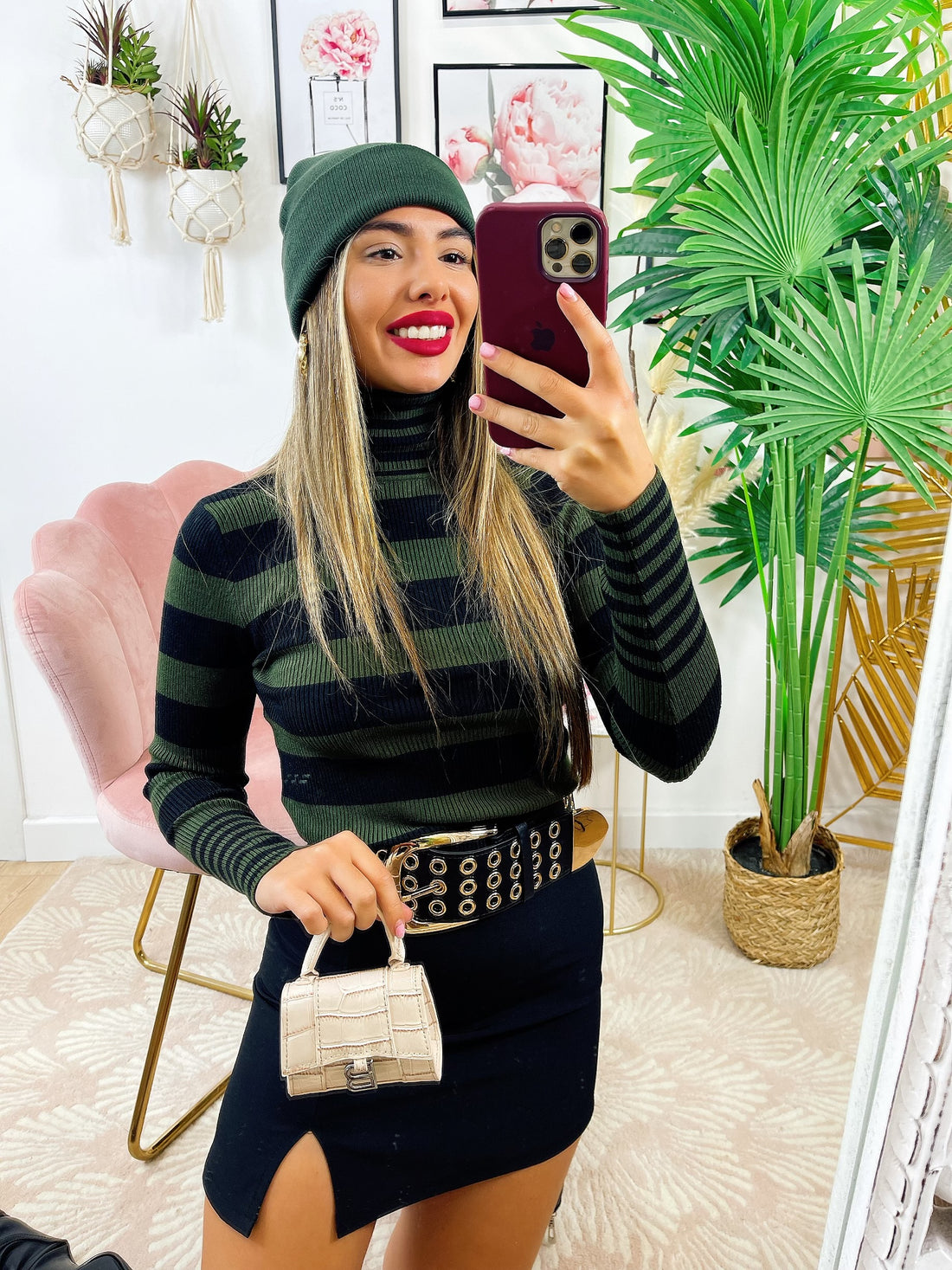 Maglioncino a righe collo alto - R.a. Boutique 