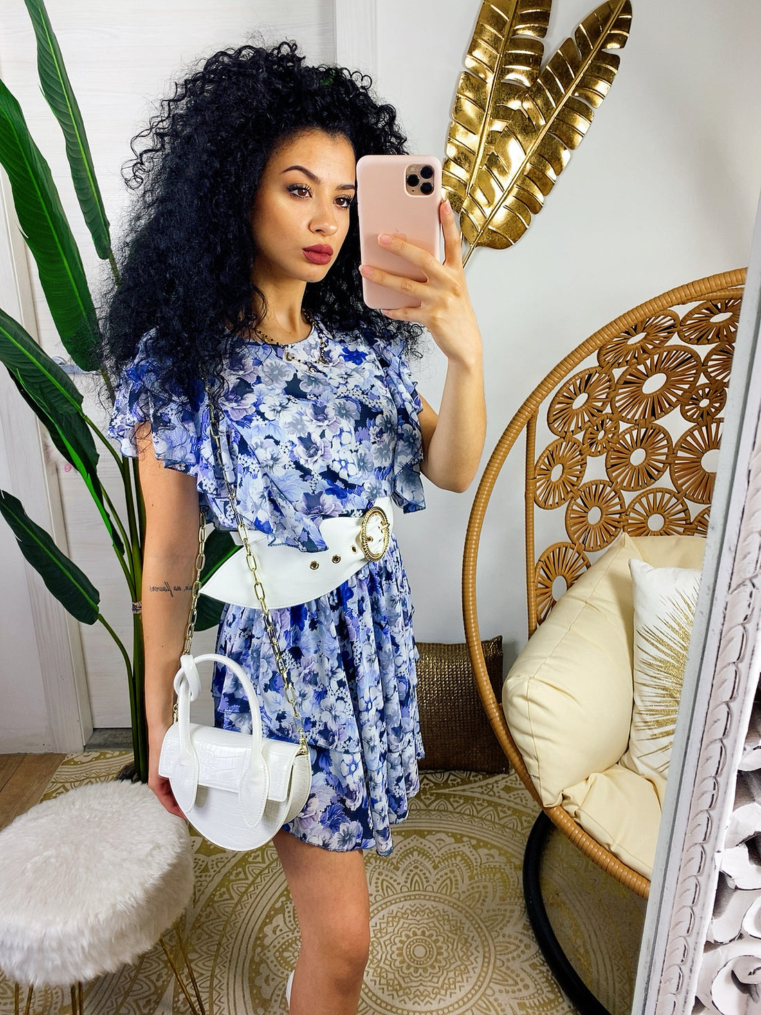 Abito a fiori asimmetrico azzurrino - R.a. Boutique 