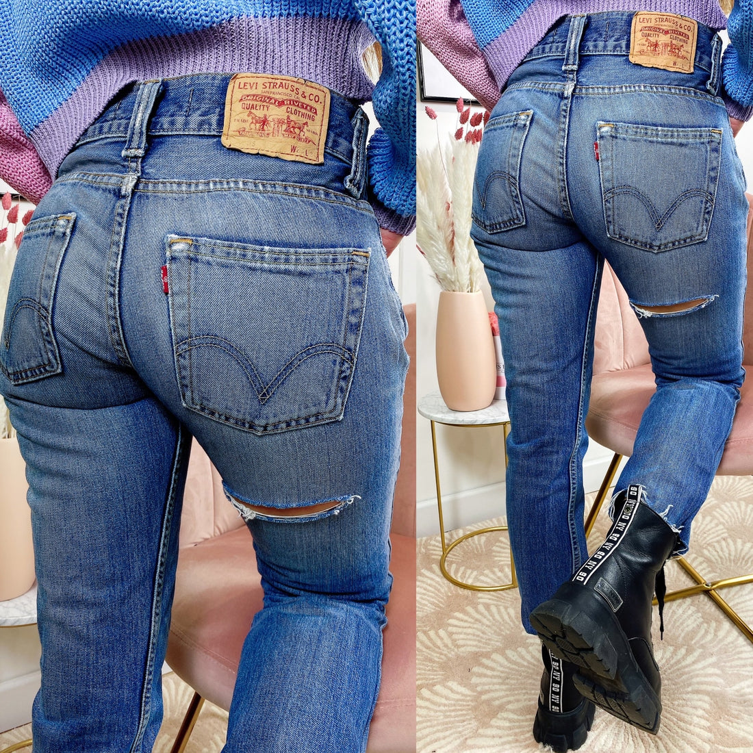 Jeans Levi’s Vintage a caramella con spacco medio scuro - R.a. Boutique 