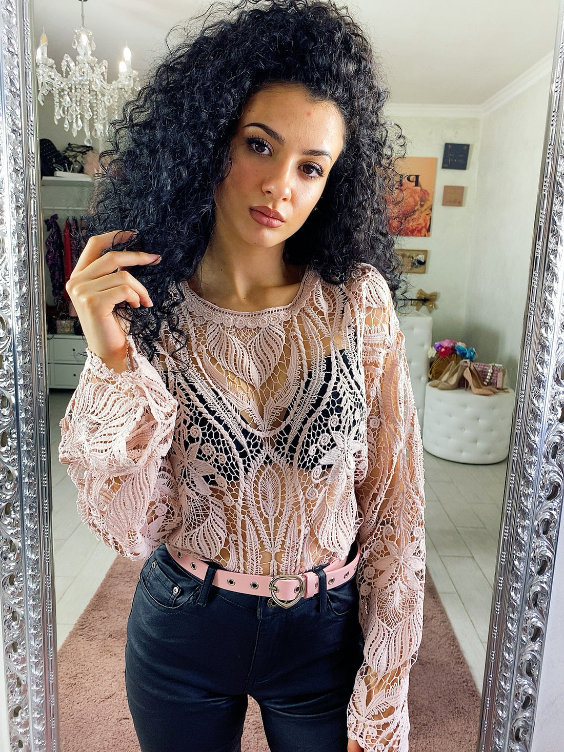 Blusa con ricami cipria - R.a. Boutique 