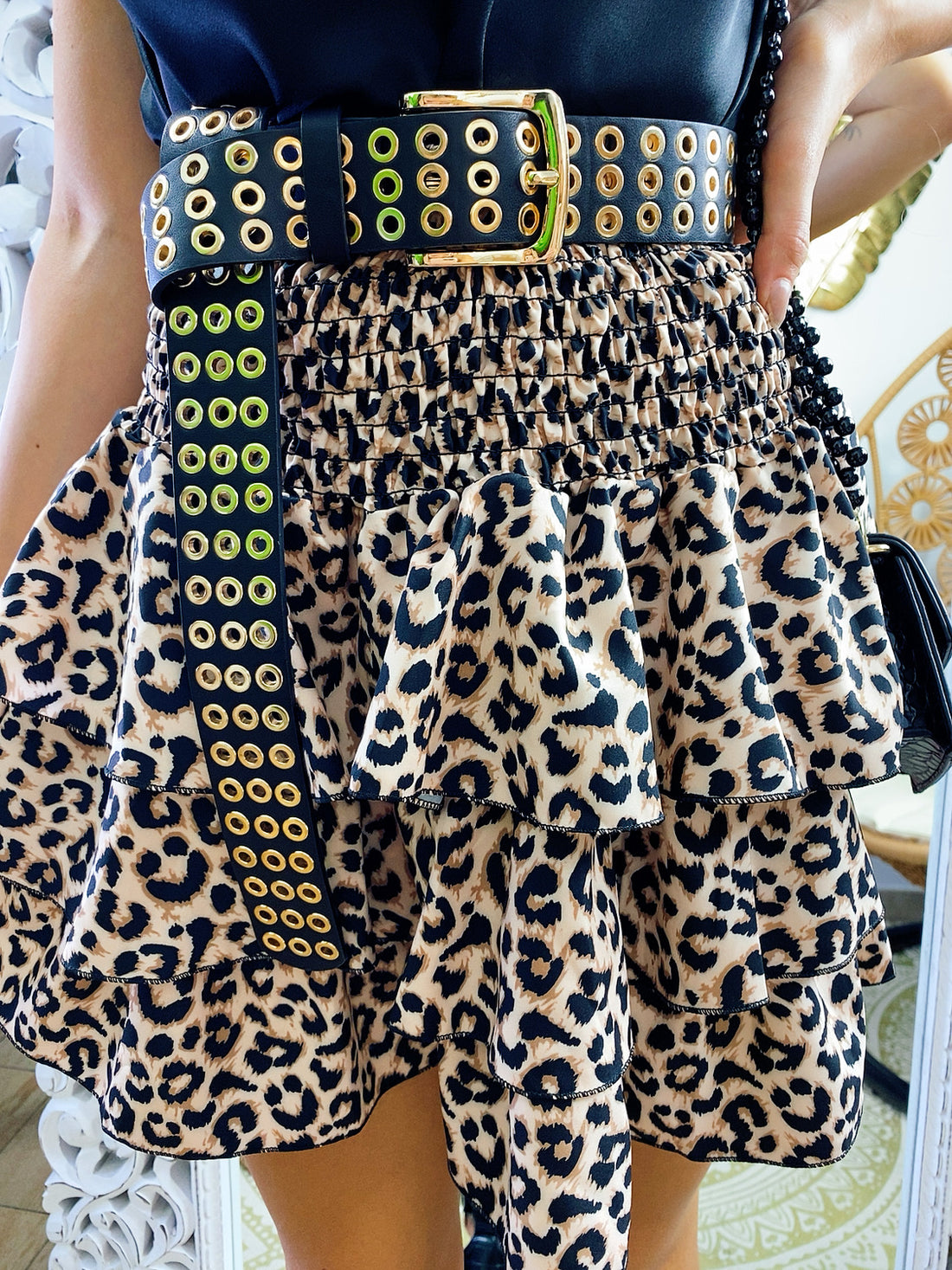 Gonna maculata beige con elastico - R.a. Boutique 