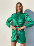 Abito in raso verde smeraldo - R.a. Boutique 