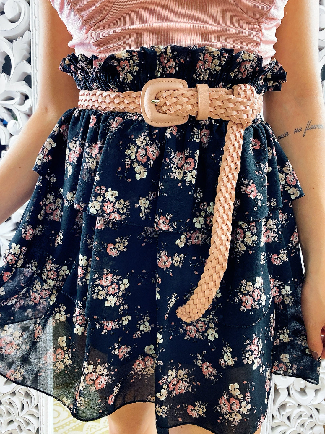 Gonna con elastico in vita e fiorellini - R.a. Boutique 