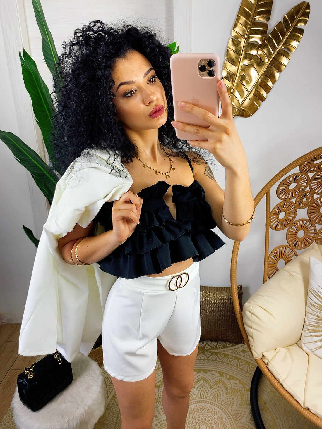 Top a bretellina con balza - R.a. Boutique 