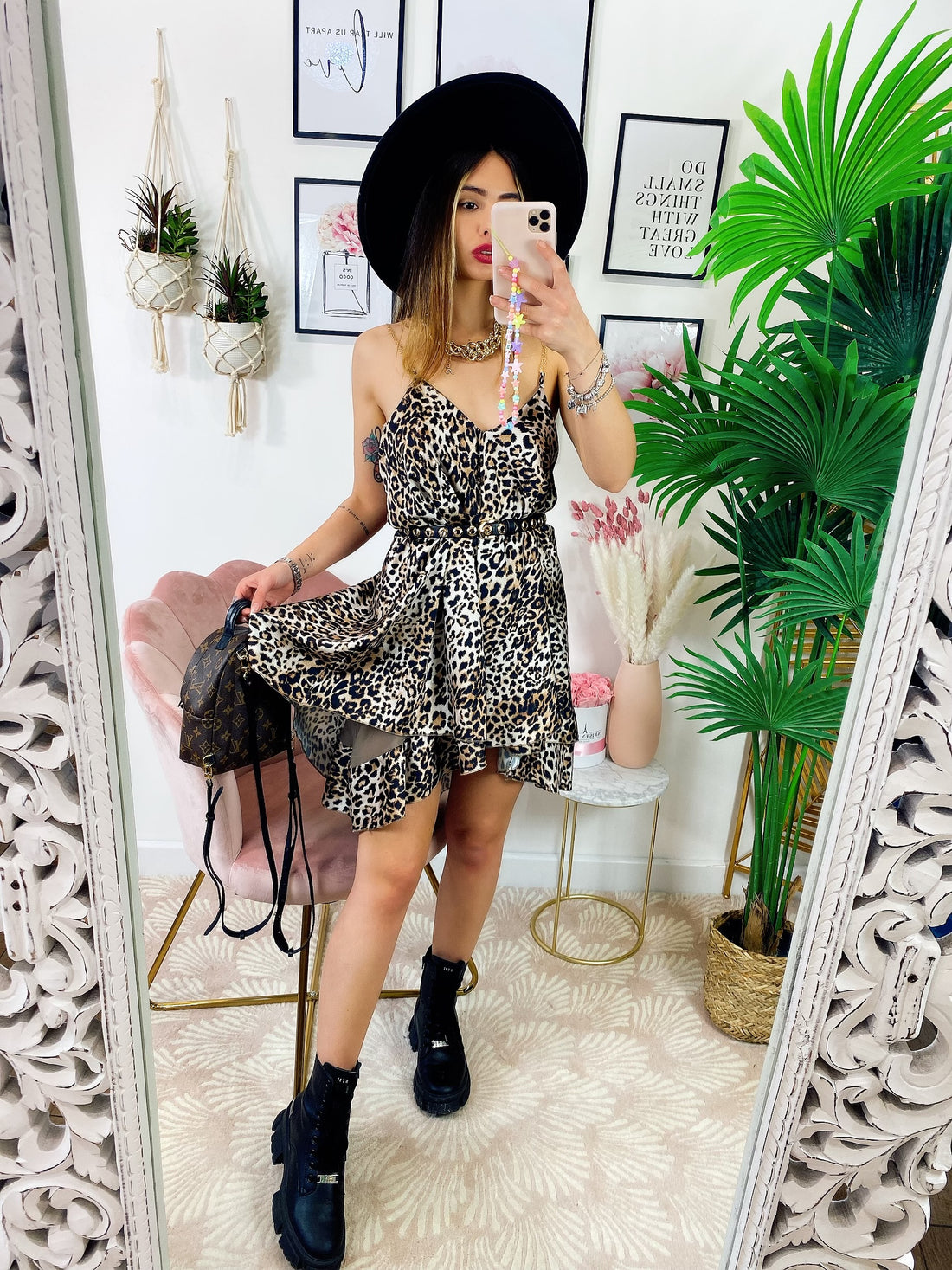 Mini Dress leopardato con catenine - R.a. Boutique 