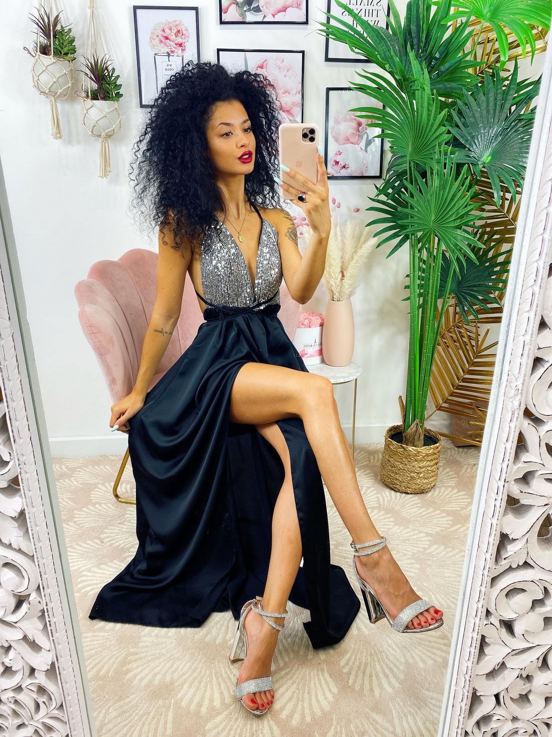 Dress Afrodite con paillettes nero e argento - R.a. Boutique 