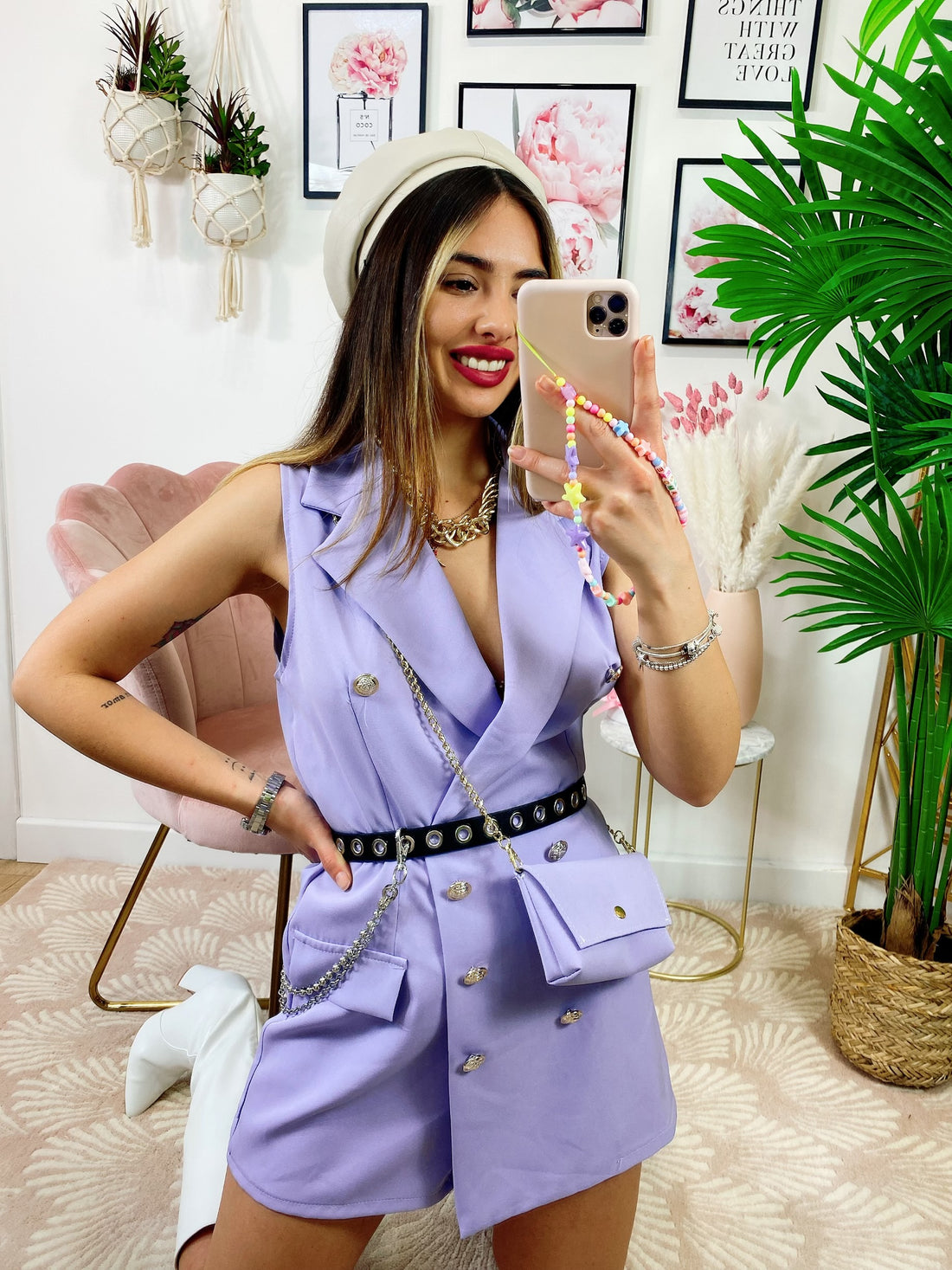 Tutina a Blazer con borsetta lilla - R.a. Boutique 