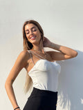 Body bianco con strass - R.a. Boutique 