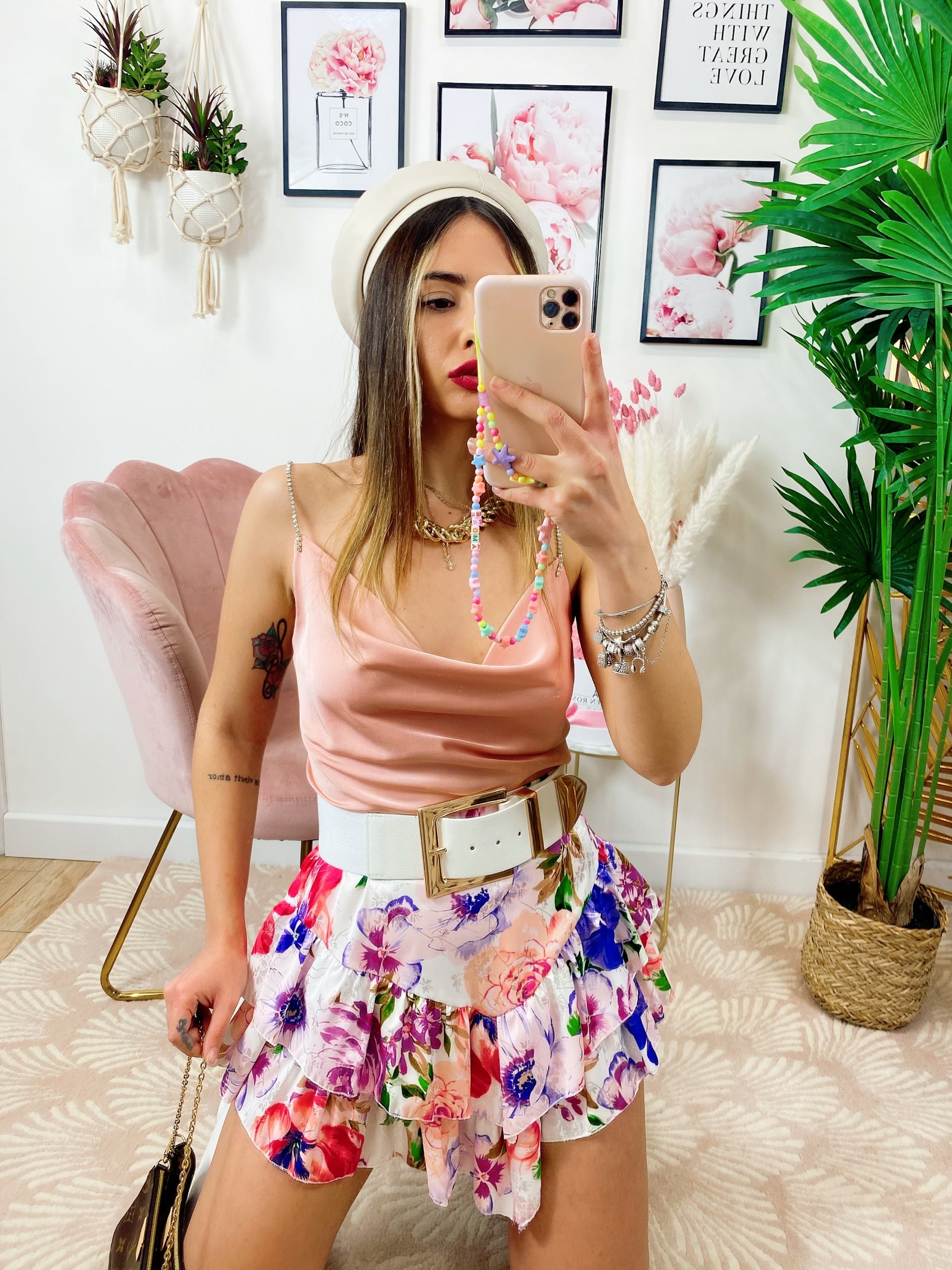 Gonna a fiori lilla asimmetrica - R.a. Boutique 