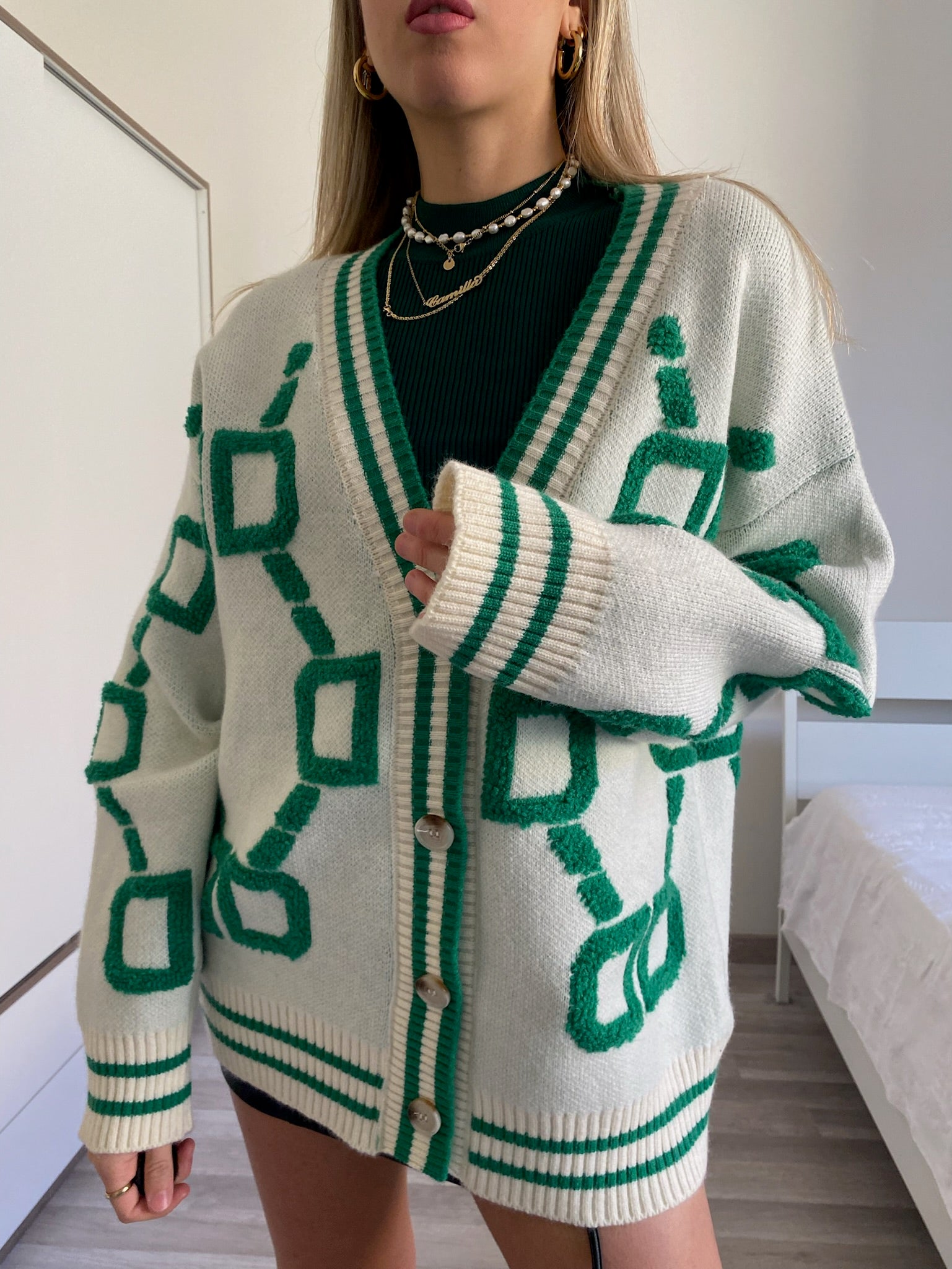 Cardigan influencer verde Top quality - R.a. Boutique 