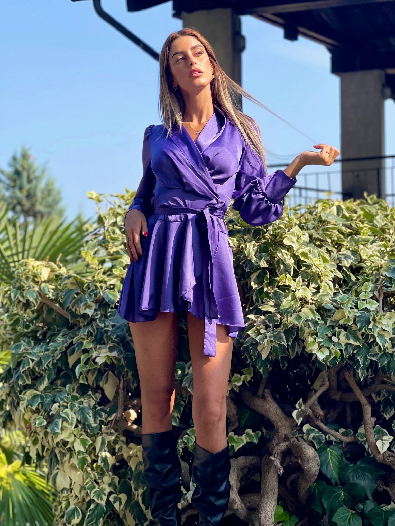 Abito in raso purple - R.a. Boutique 