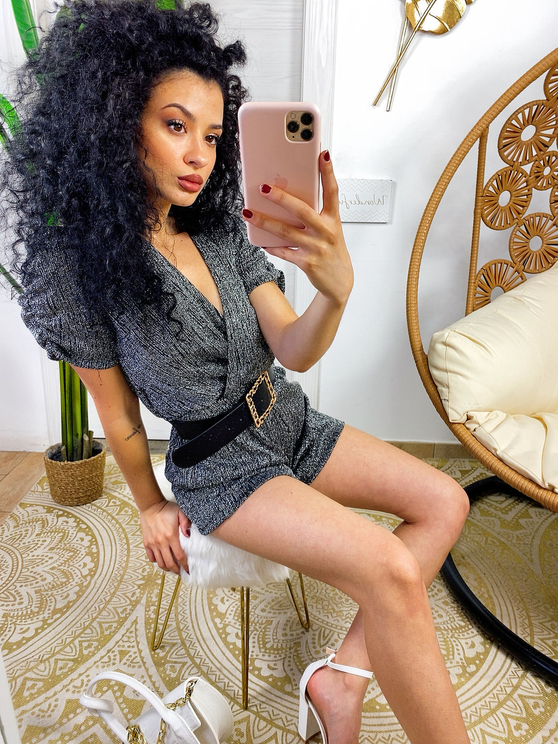 Tutina glitter con cintura in velluto - R.a. Boutique 