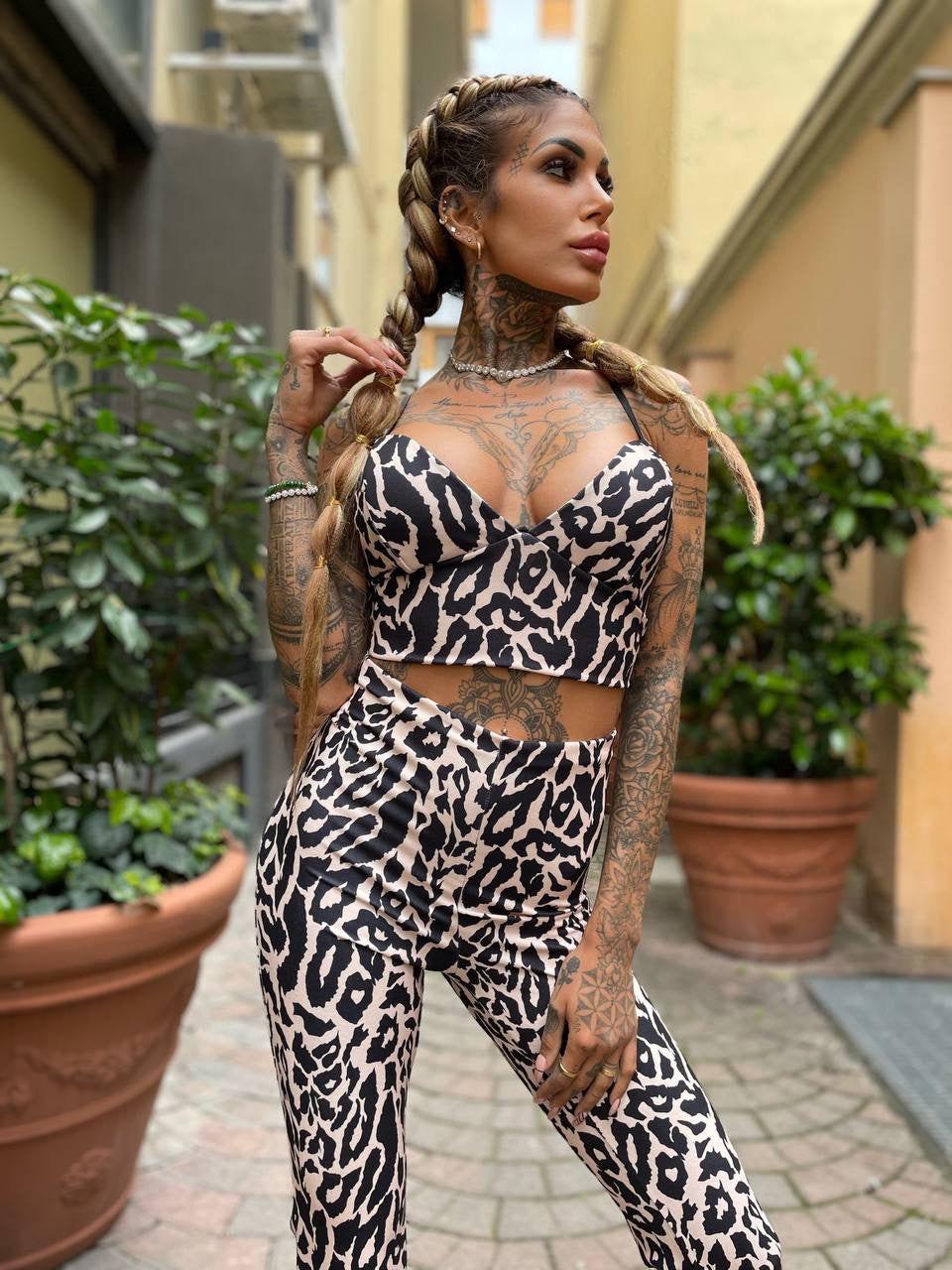 Completo animalier top e pantalone - R.a. Boutique 