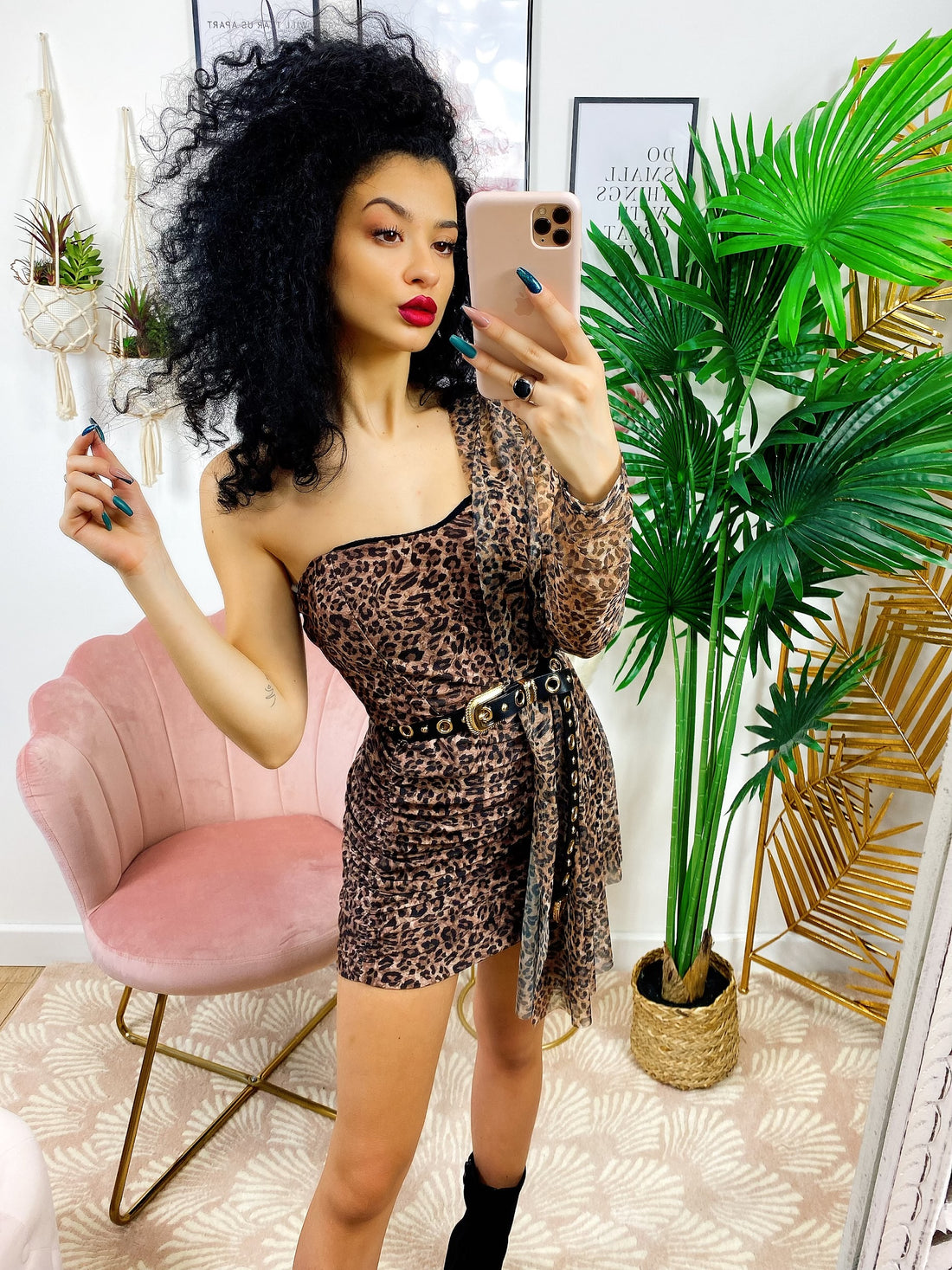 Abito monospalla taglio a impero maculato - R.a. Boutique 