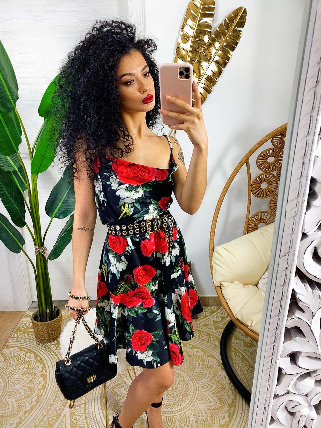 Abito a bretelline con fiori - R.a. Boutique 