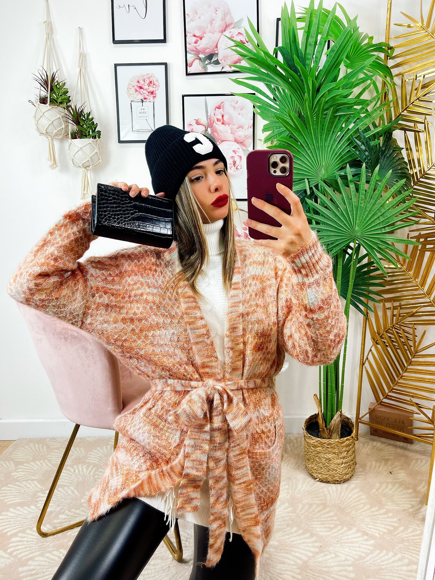 Cardigan morbido con cintura Orange - R.a. Boutique 