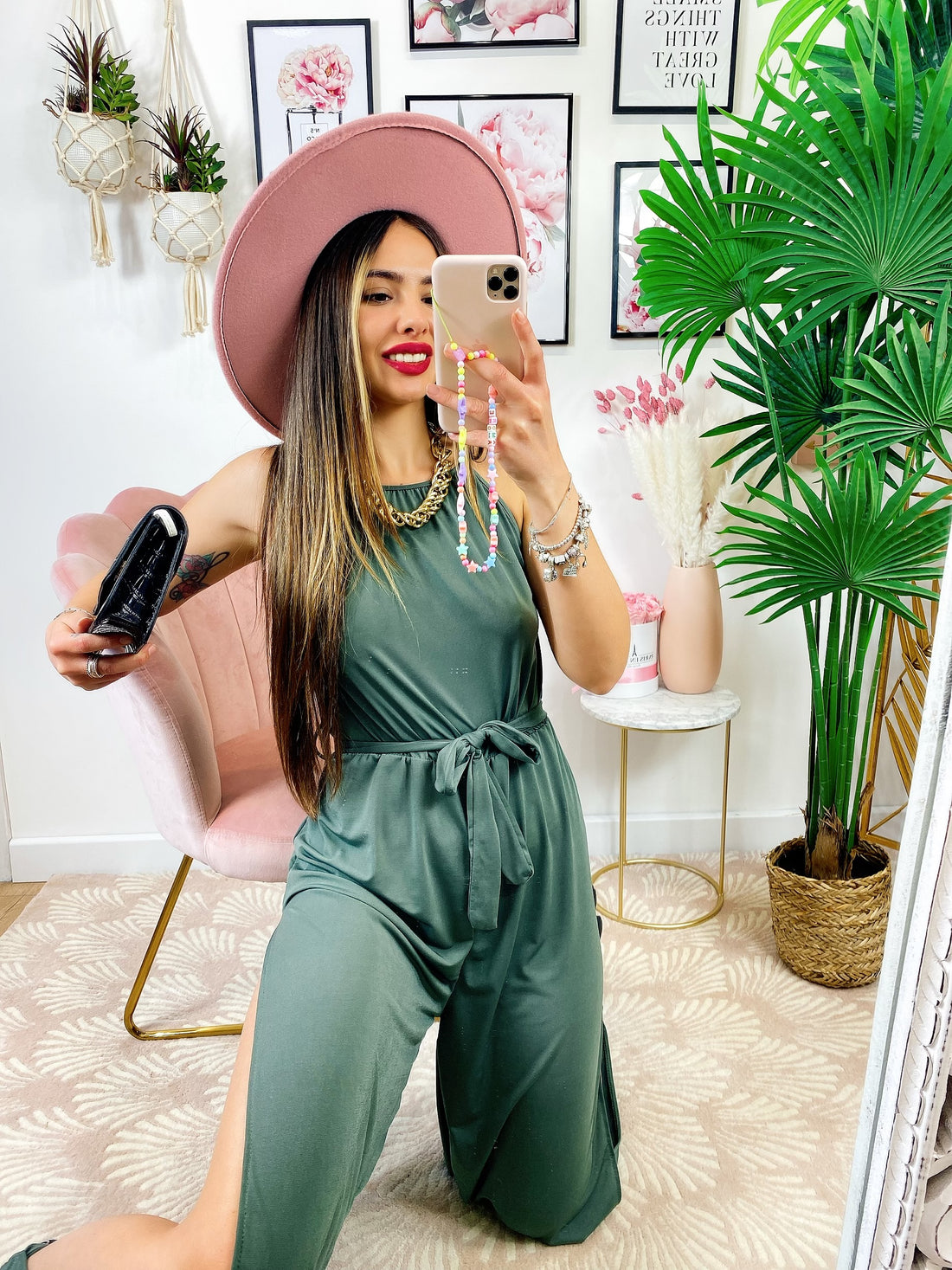 Tuta a bretellina con cintura e spacchi - R.a. Boutique 