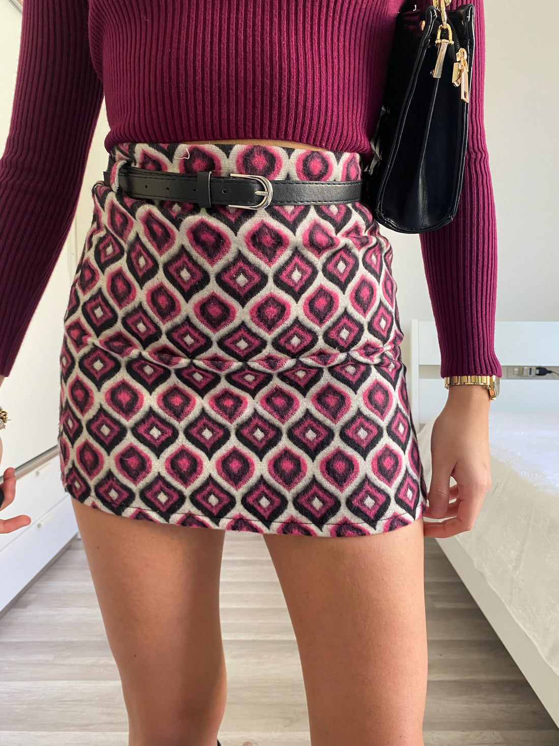 Gonna in tweed Fuxia a rombi - R.a. Boutique 