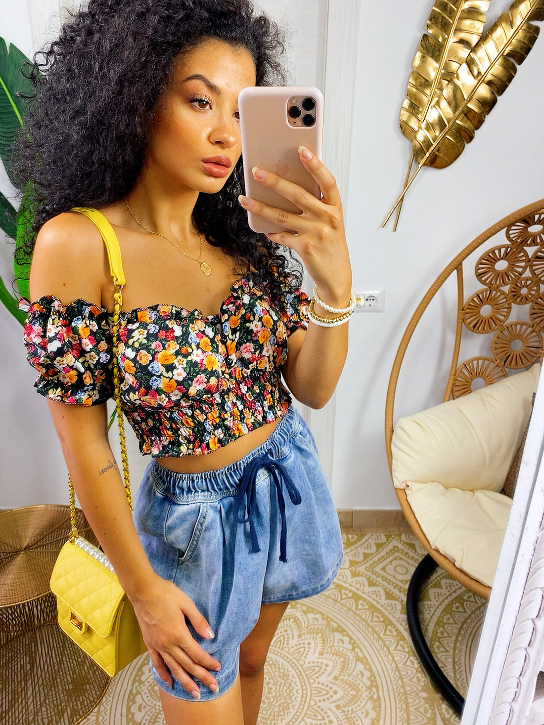 Top a fiorellini con coppe - R.a. Boutique 