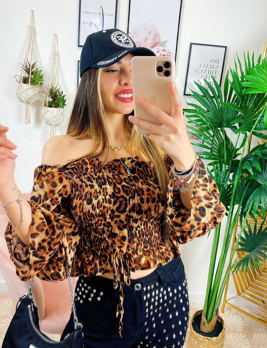 Blusa scollo a barchetta maculata - R.a. Boutique 