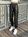 Pantalone in ecopelle con catenina nero - R.a. Boutique 