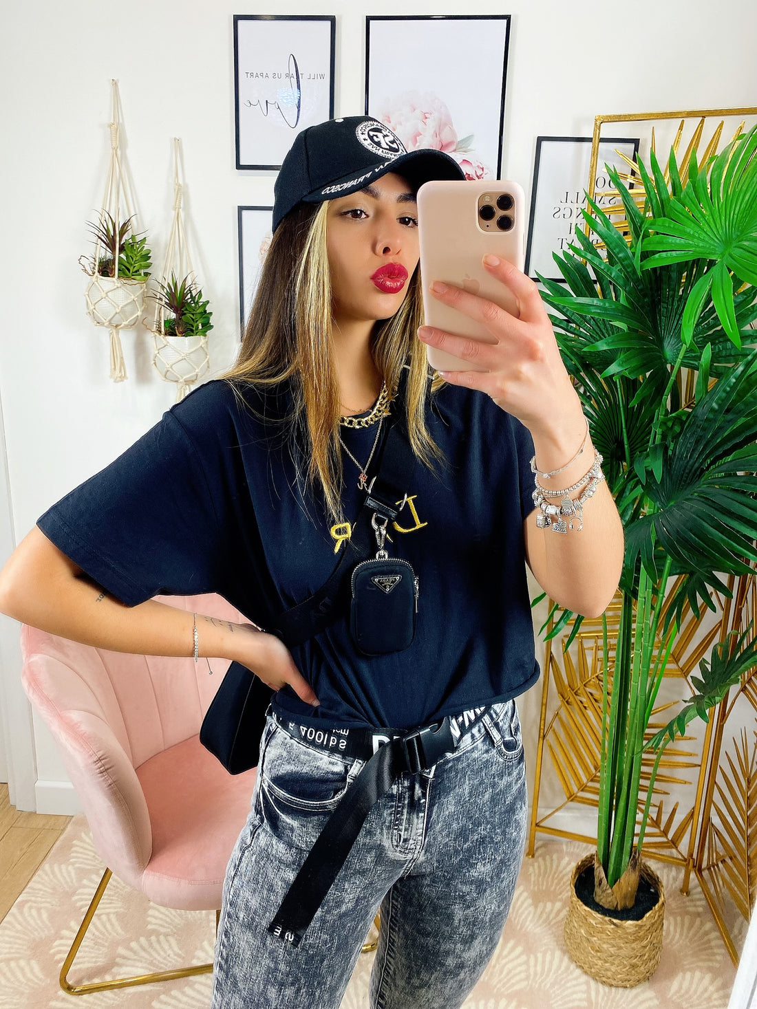 T-shirt con stampa D Nera - R.a. Boutique 