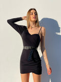 Abito con monospalla bombata nero - R.a. Boutique 