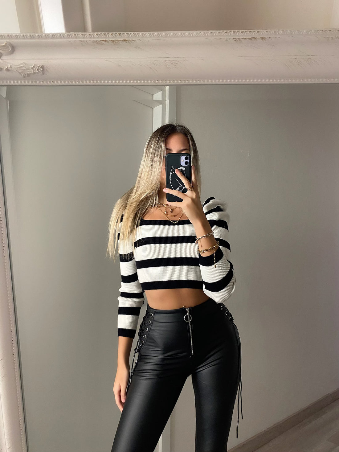 Maglioncino crop a righe - R.a. Boutique 