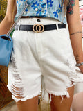 Short con spacchi anteriori sfrangiato bianco - R.a. Boutique 