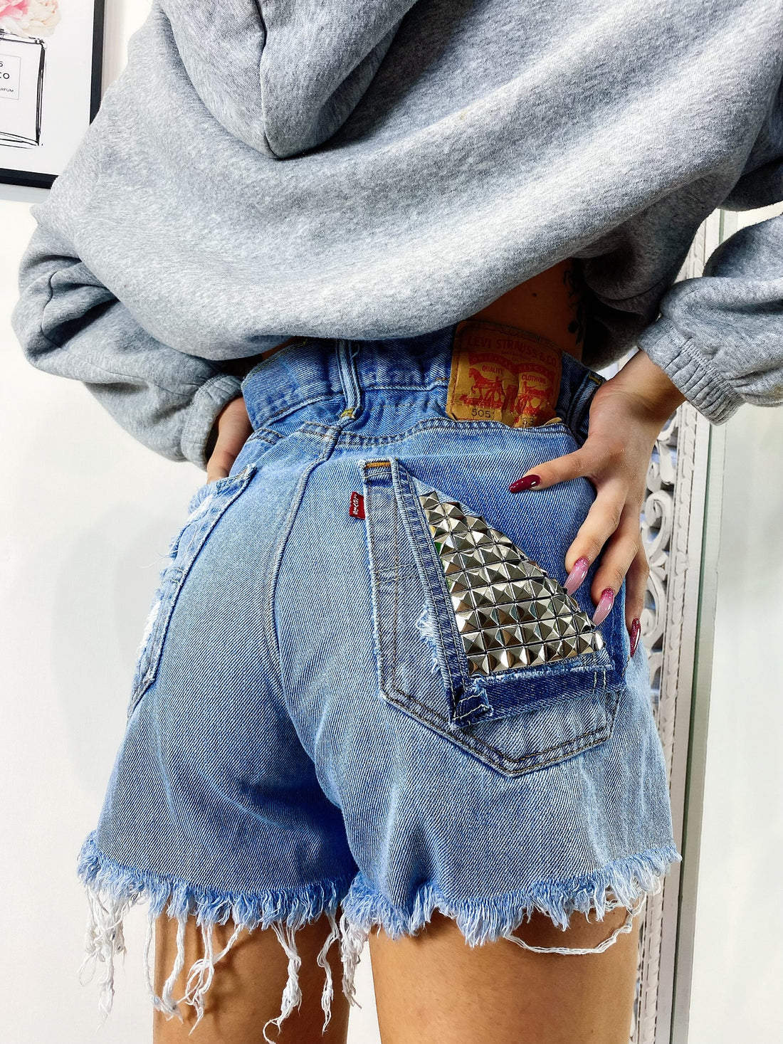 Short Levi’s Vintage bagno medio con borchie - R.a. Boutique 