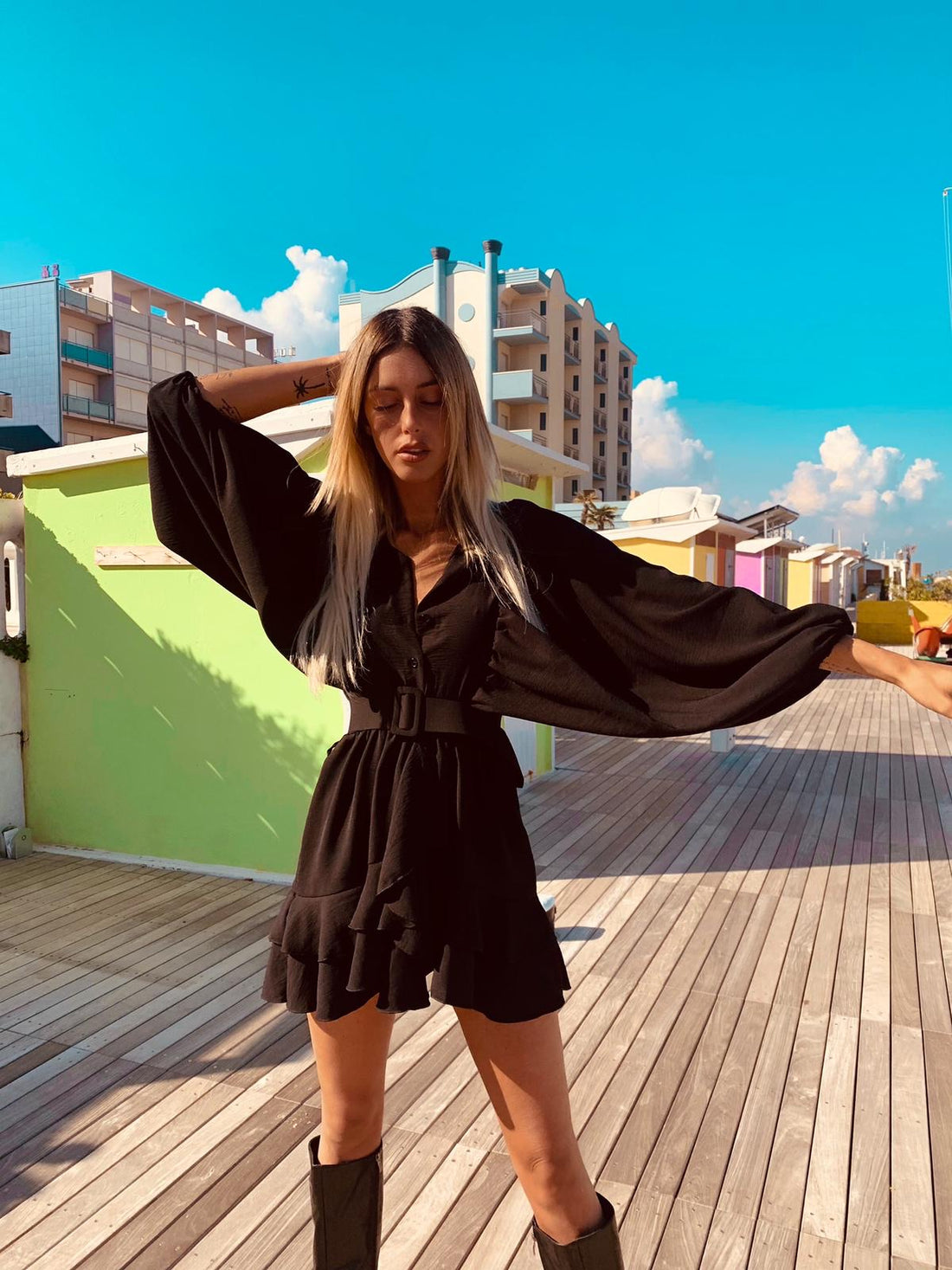 Abito manica ampia con cintura - R.a. Boutique 