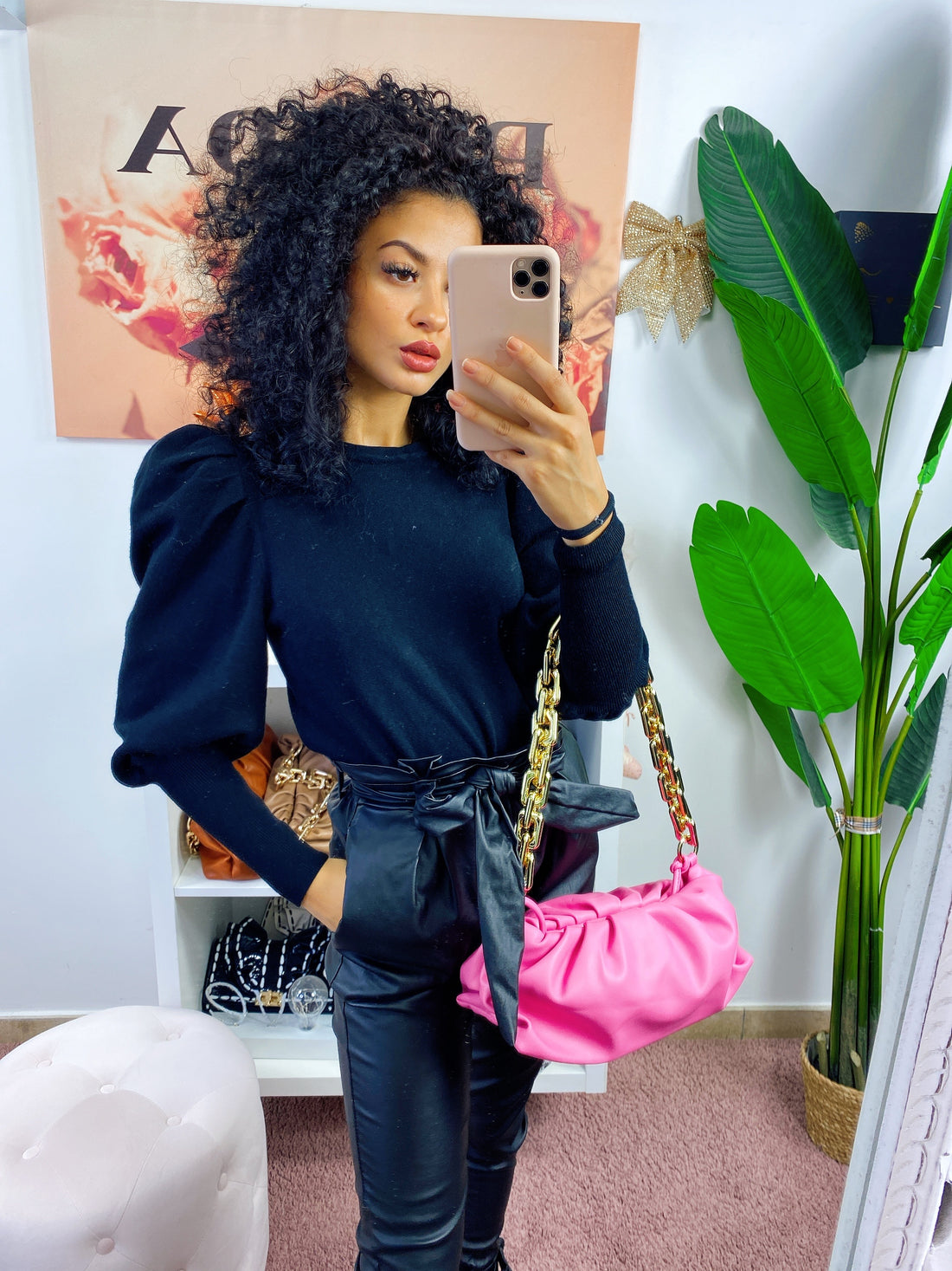 Maglioncino nero manica bombata - R.a. Boutique 