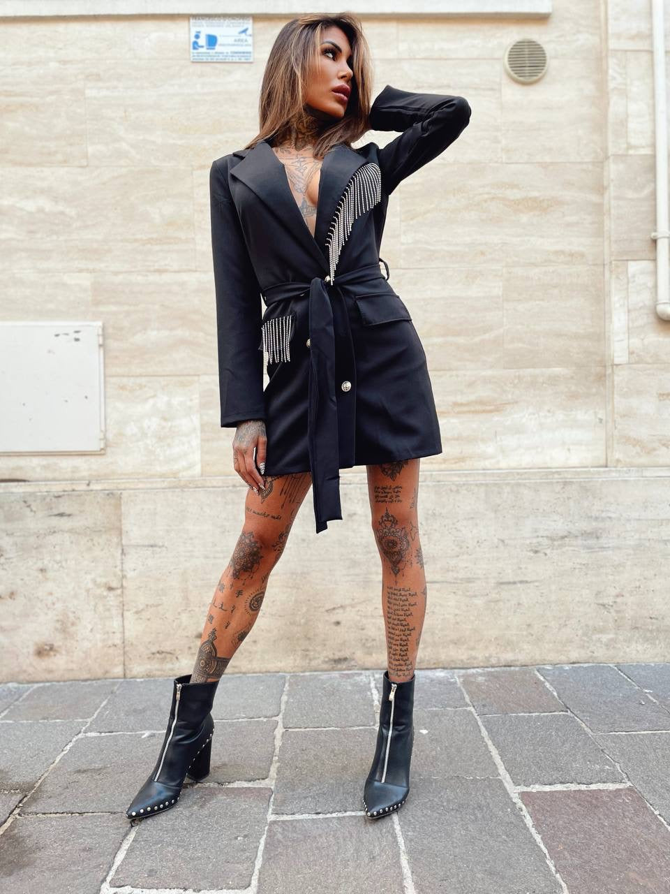 Blazer dress clearance with ankle boots