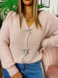 Maglione Rosa con fiocchi gioiello - R.a. Boutique 