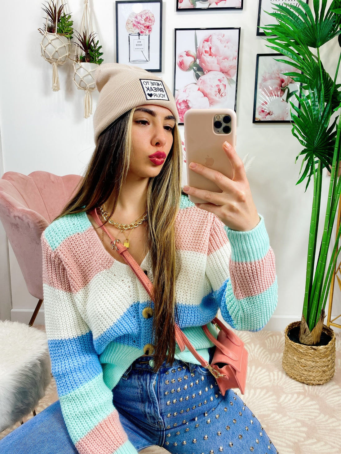 Maglioncino bicolor celeste rosa verdeacqua - R.a. Boutique 