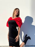 Abito in velluto con maxi fiocco rosso - R.a. Boutique 