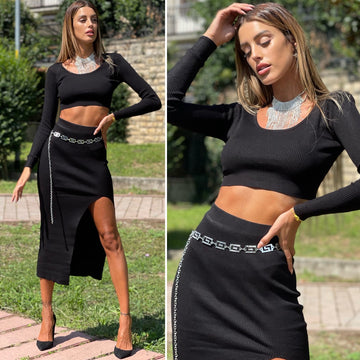 Completo maglia e gonna nero - R.a. Boutique 