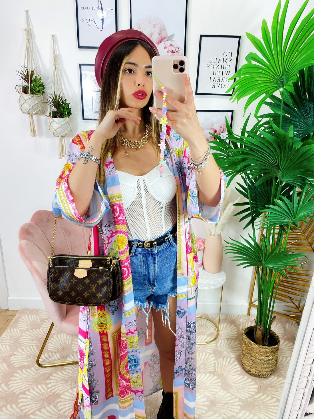 Kimono etnico celeste e fuxia - R.a. Boutique 