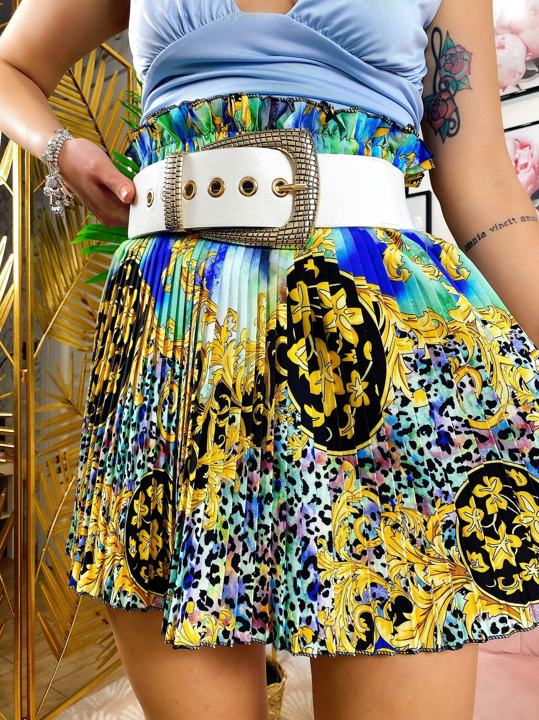 Gonna a pieghine base Blu - R.a. Boutique 