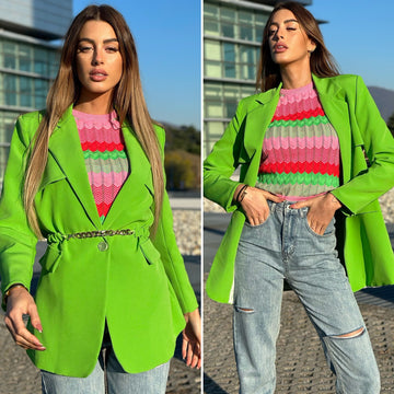 Blazer verde fluo con cintura - R.a. Boutique 