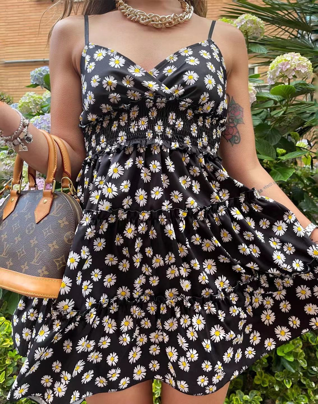 Abito a bretellina con margherite - R.a. Boutique 