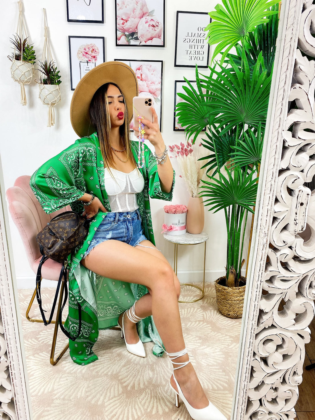 Kimono stampa bandana Verde - R.a. Boutique 