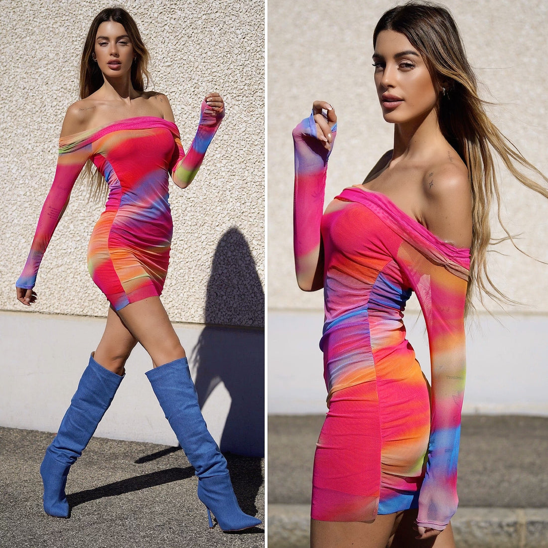 Abito multicolor con scollo - R.a. Boutique 